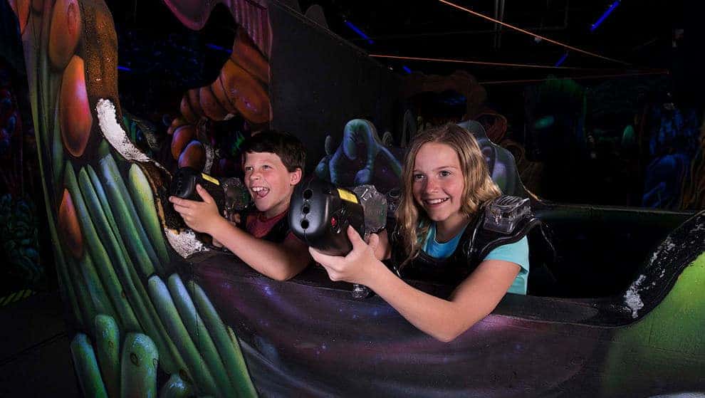 Battle in two different arenas totaling over 7,000 square feet for heart-pounding fun and excitement!